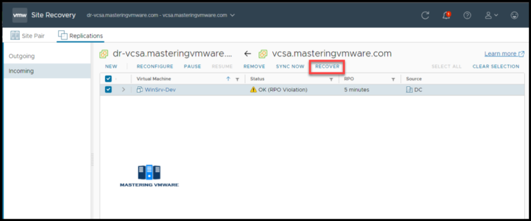 How to Recover VM in vSphere Replication 8 | Mastering VMware