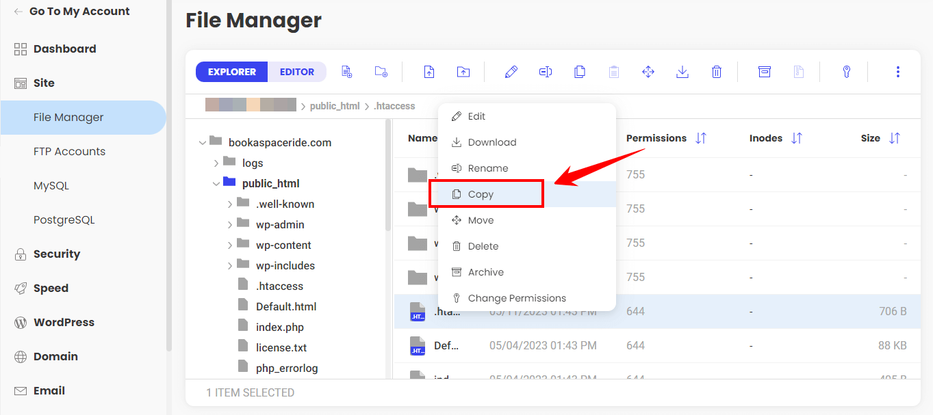 Copy The Htaccess File