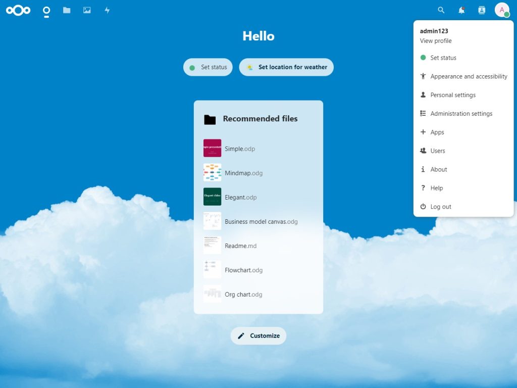 setup Nextcloud installation