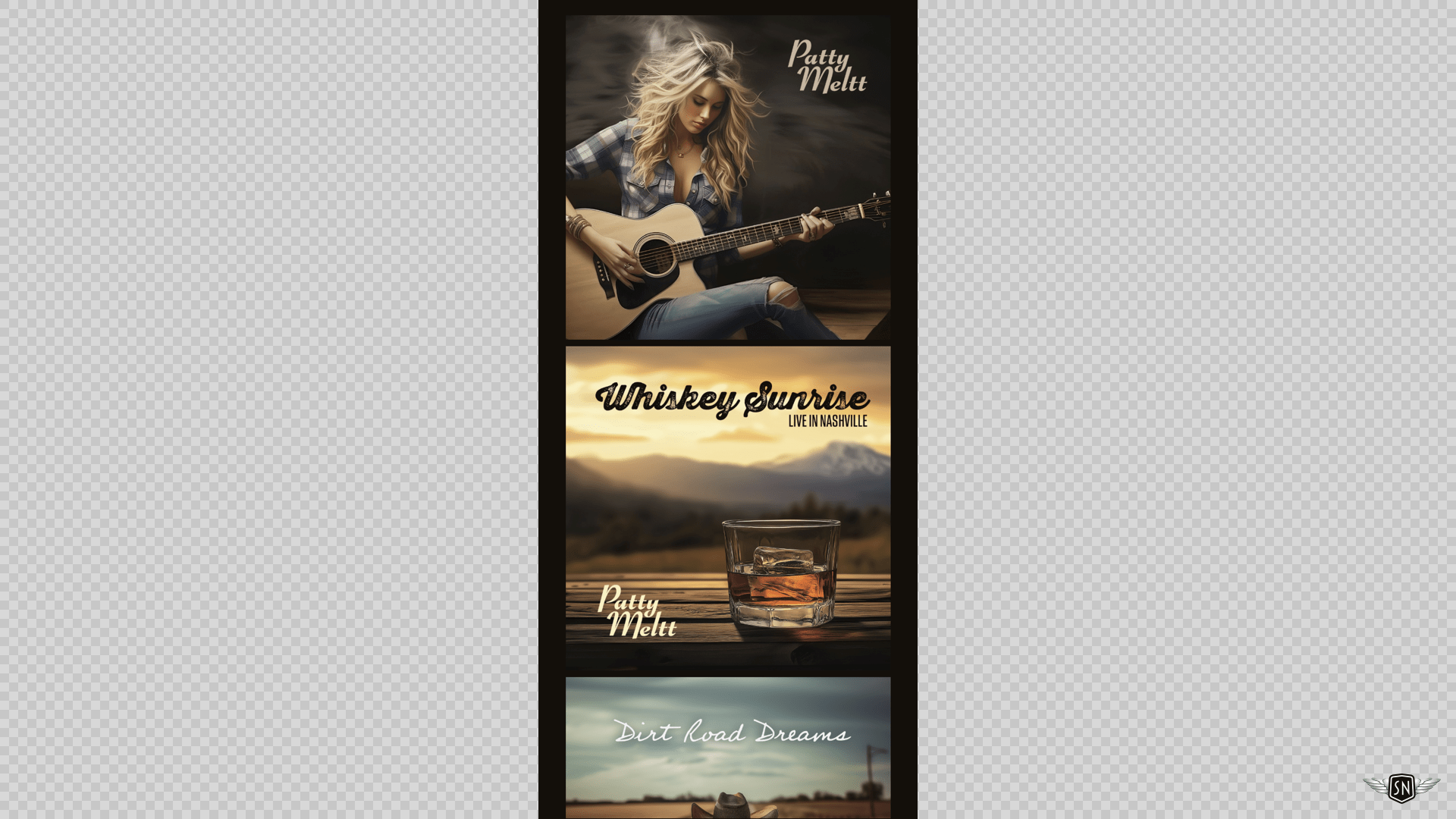 Album covers arranged in a single column.