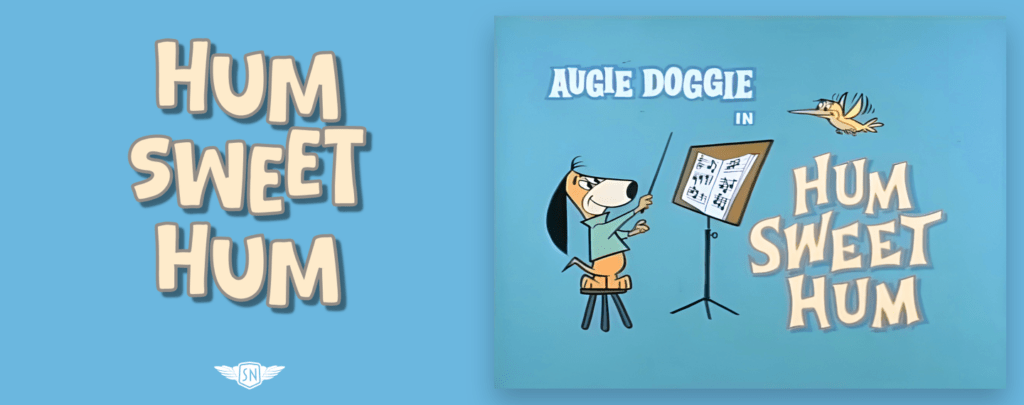 A comparison of Andy Clarke&rsquo;s &lsquo;Hum Sweet Hum&rsquo; text effect (left) and the Augie Doggie &lsquo;toon version of the same text effect (right).
