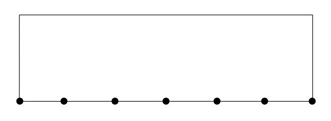 A white rectangle with a black border and seven control points evenly spaced along the bottom edge.