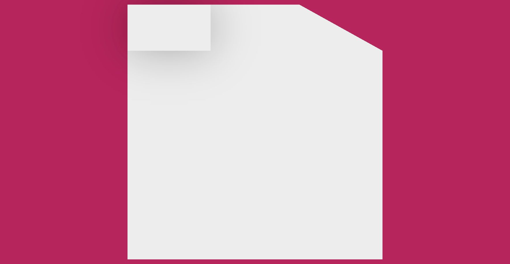 White paper with s white rectangle in the top-left corner and a diagonal cut in the top-right corner.