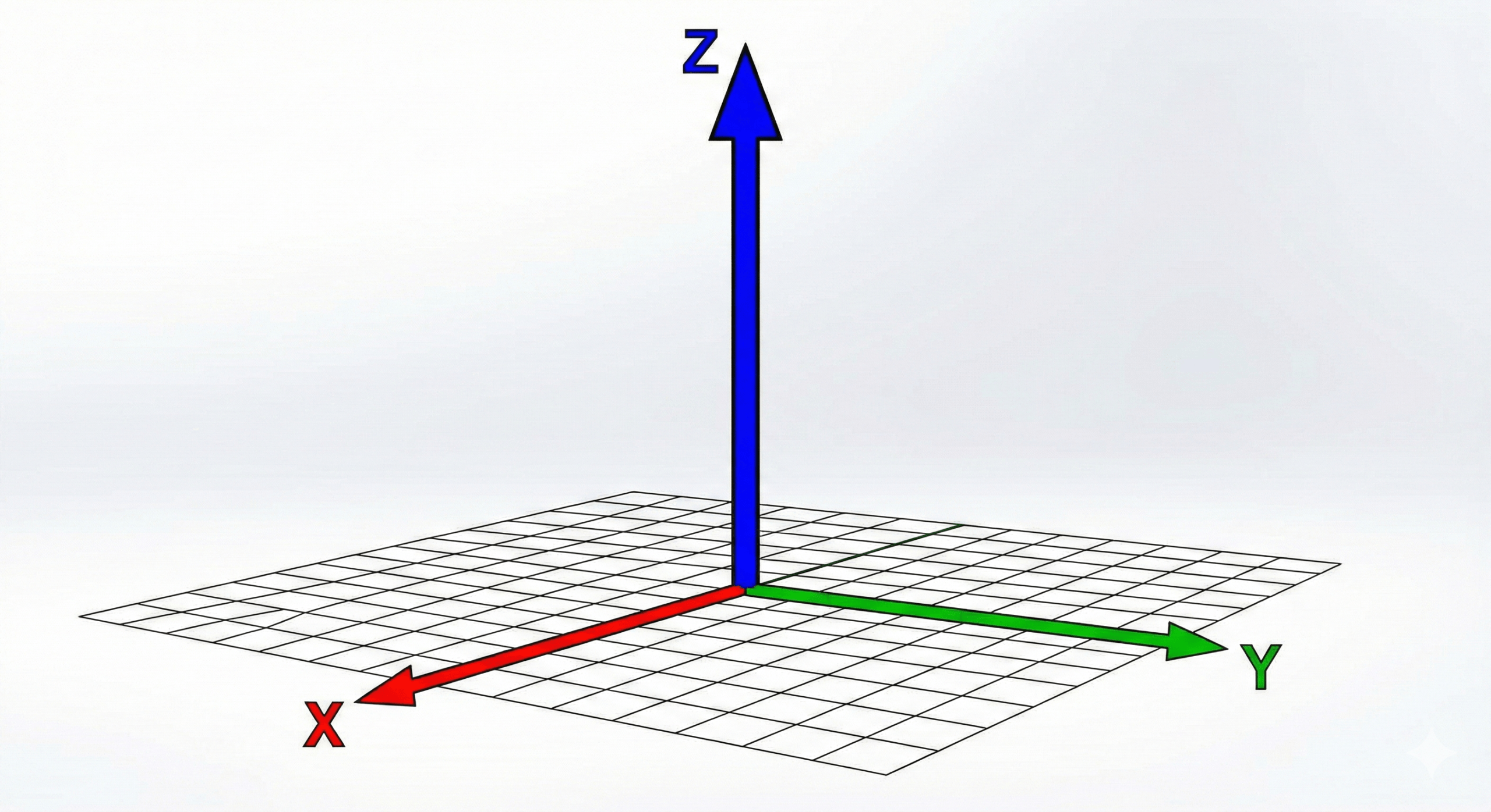 A three-dimensional plane on top of a grid with perspective, showing the X, Y, and Z axes.