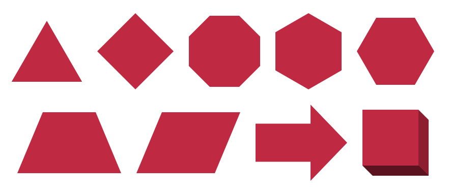 CSS-only shapes (triangle, rhombus, hexagon, etc.)`