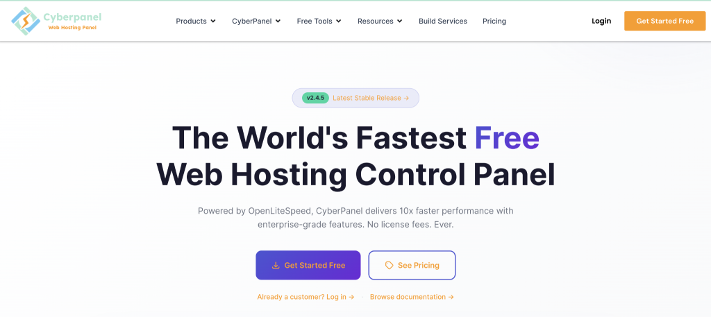 CyberPanel website homepage