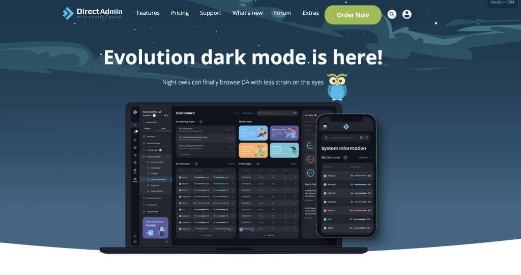 DirectAdmin website homepage