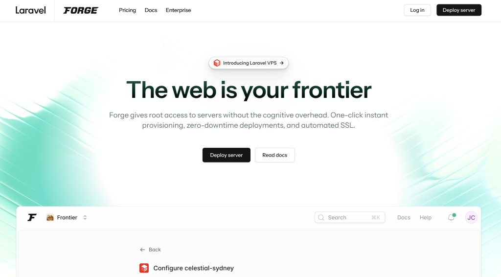 Laravel Forge website homepage